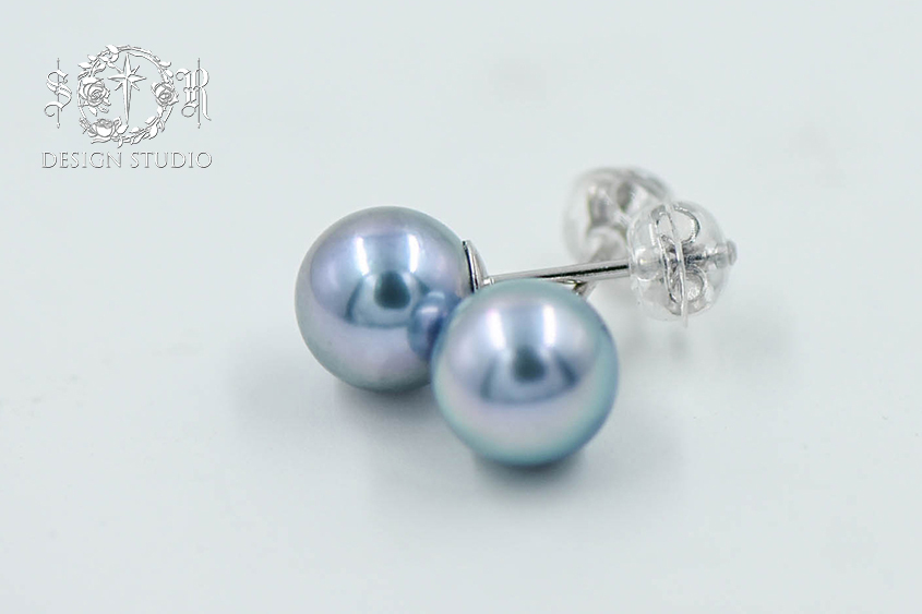 ZZ076蓝霁珠语 海水真多麻18K金耳钉