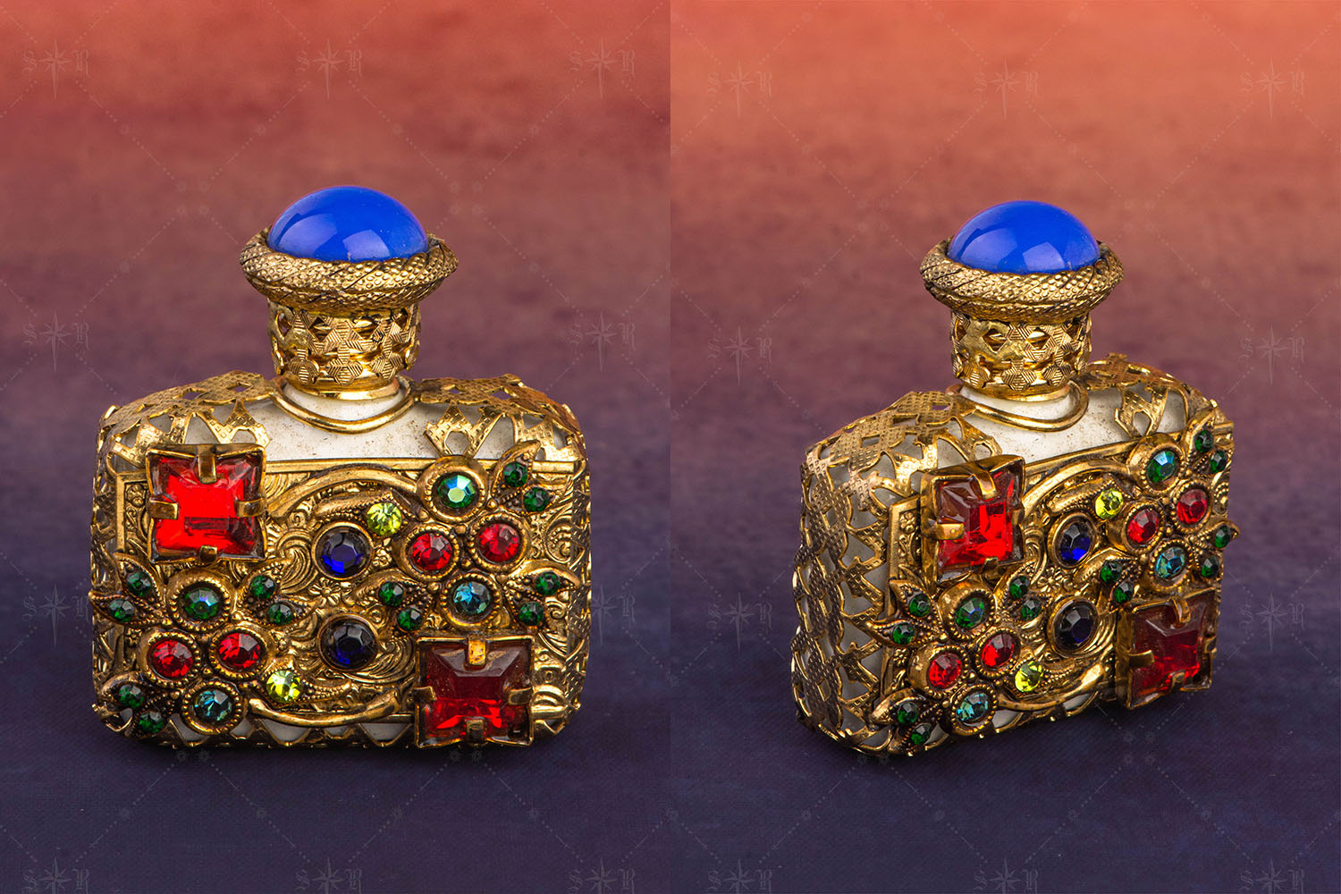 VTG131波西米亚之泪 捷克Vintage古董香水瓶老物件的新生命摆件香氛瓶二合一