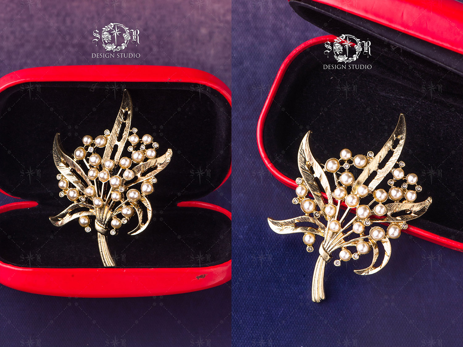  VTG139「旧时风华」 西洋古董孤品复古配饰Vintage中古树叶珍珠胸针【古董默认有瑕】